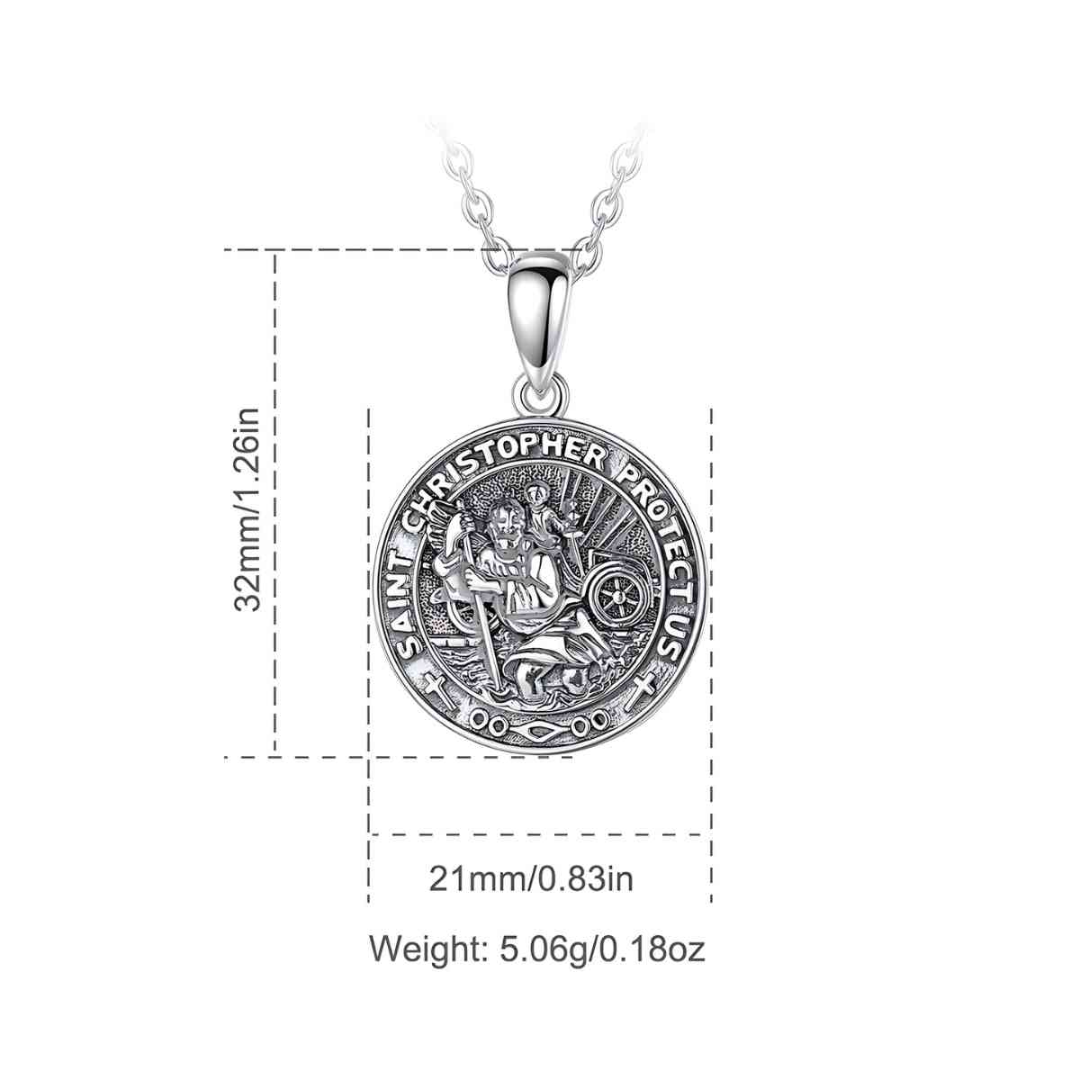 Detailed St Christopher Medal Necklace Dimensions and Weight Xenos Jewelry