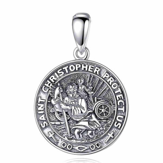 Detailed St Christopher Medal Necklace Pendant Only Xenos Jewelry