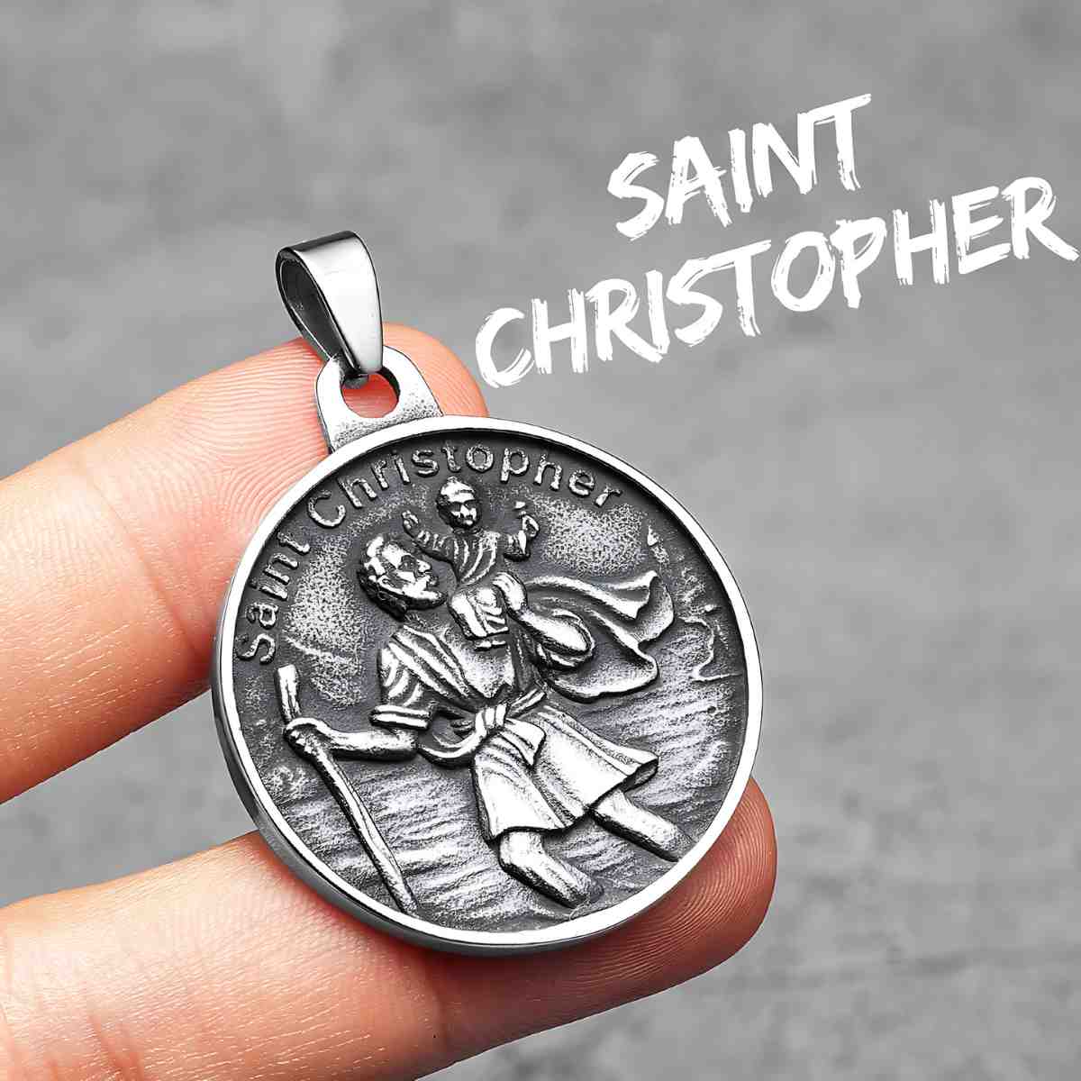 Detailed Vintage St Christopher Medallion Necklace Pendant Only Xenos Jewelry