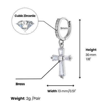Diamond Cross Drop Earrings Dimensions And Weight