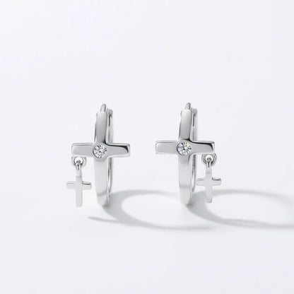 Double Cross Hoop Earrings Details