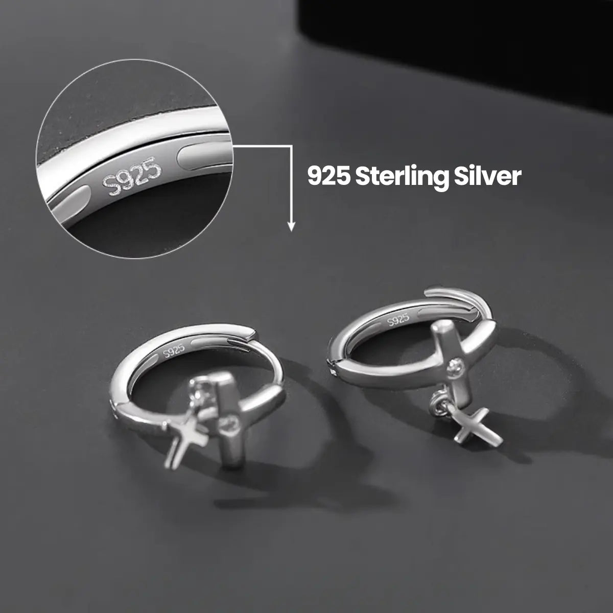 Double Cross Hoop Earrings Side Details