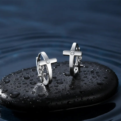 Double Cross Hoop Earrings