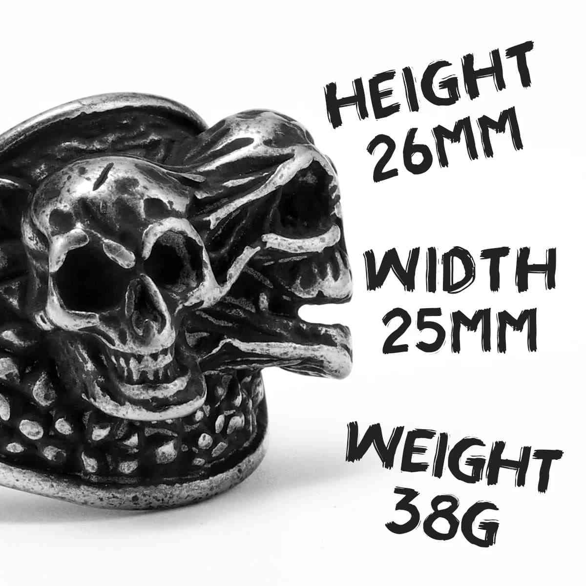 Double Headed Skull Ring Stainless Steel Xenos Jewelry