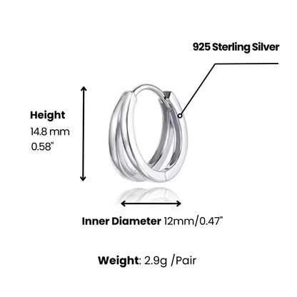 Double Huggie Hoop Earrings Dimensions and Weight