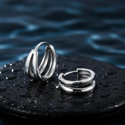 Double Huggie Hoop Earrings