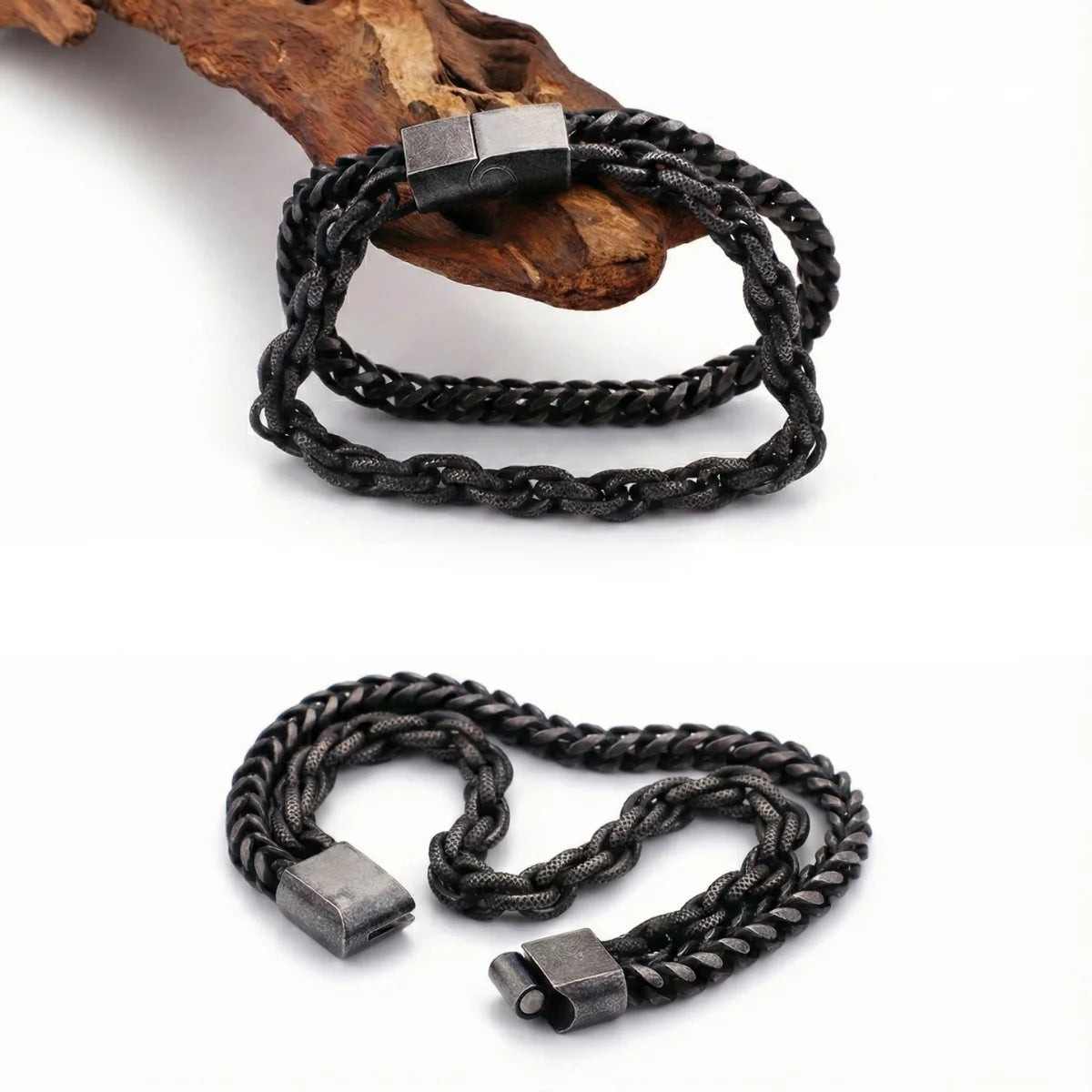 Double Link Bracelet Black Details