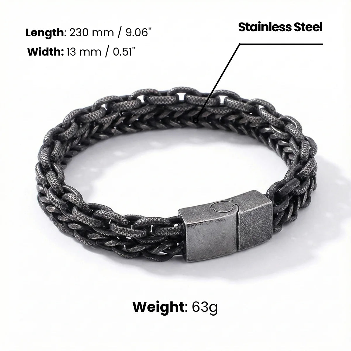 Double Link Bracelet Dimensions and Weight