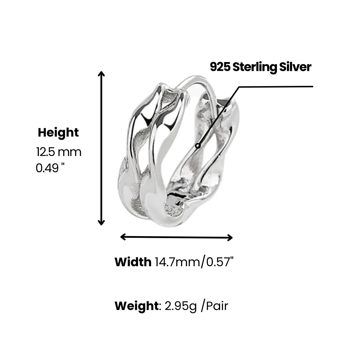 Double Twist Mobius Earrings Dimensions And Weight