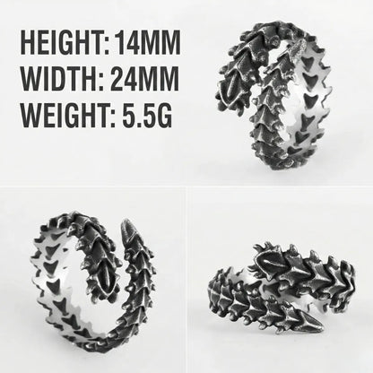Dragon Bone Ring Multi Angle Dimensions and Weight