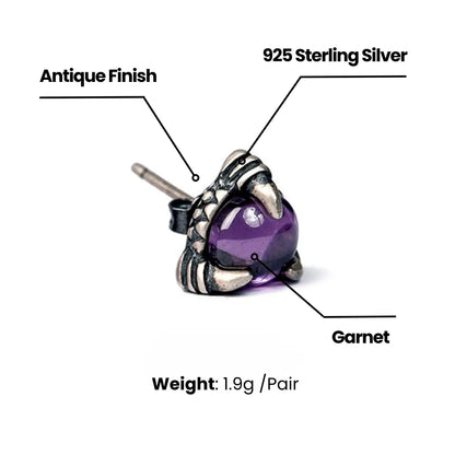 Dragon Claw Garnet Stud Earrings Earrings Dimensions and Weight