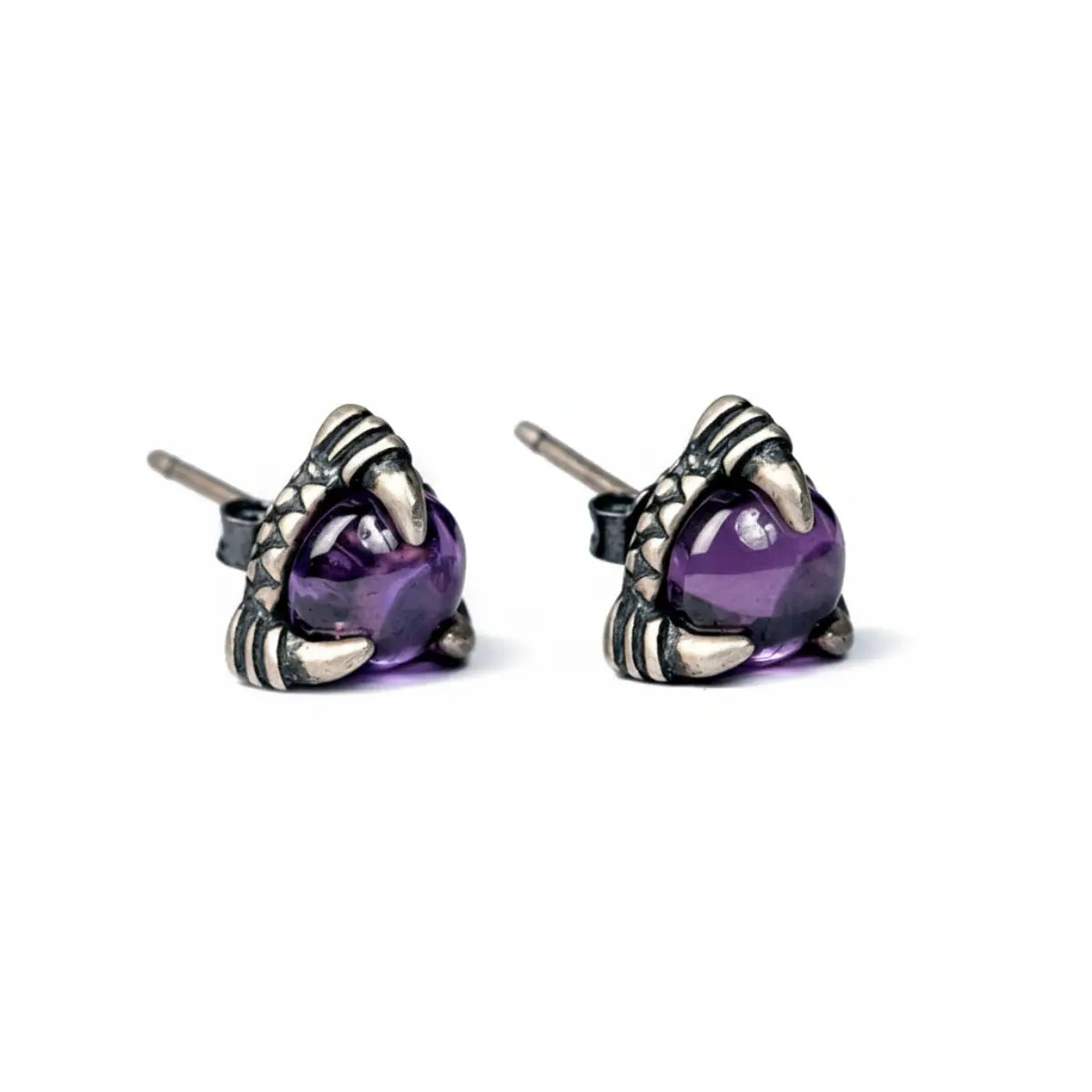 Dragon Claw Garnet Stud Earrings Front