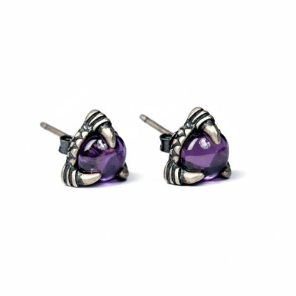 Dragon Claw Garnet Stud Earrings Front