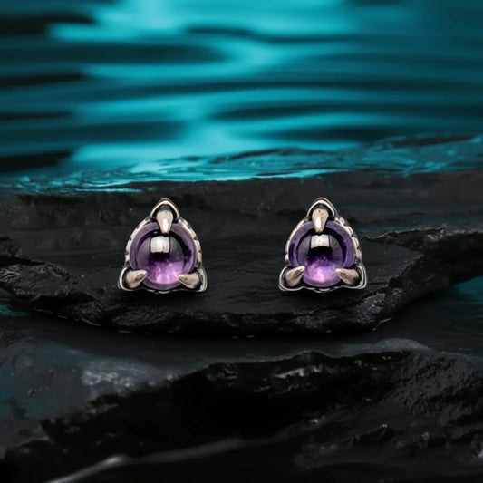 Dragon Claw Garnet Stud Earrings