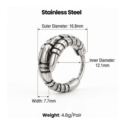 Dragon Claw Hoop Earrings Silver Dimensions and Weight Infographic