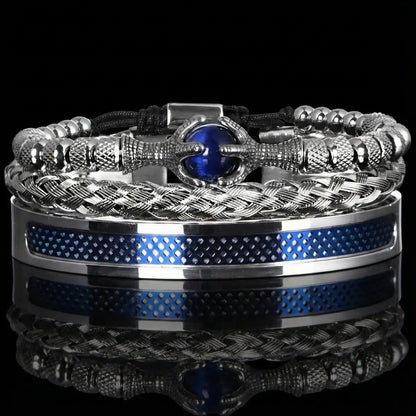 Dragon Claw Tiger Eye Bracelet Set Blue