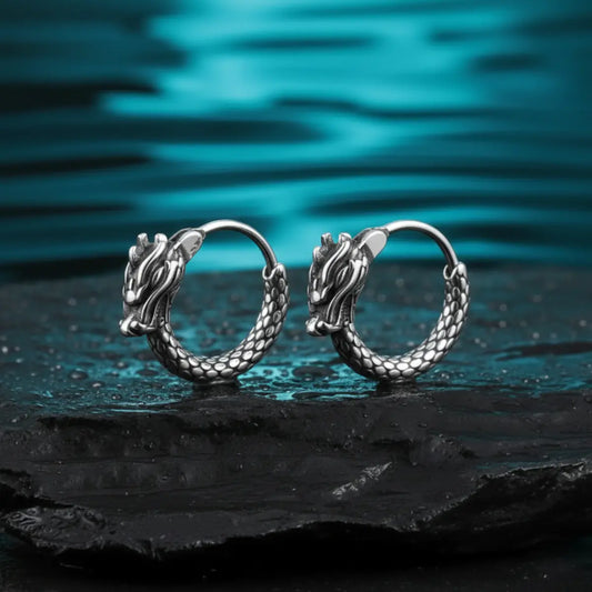 Dragon Earrings for Men Close Up Details