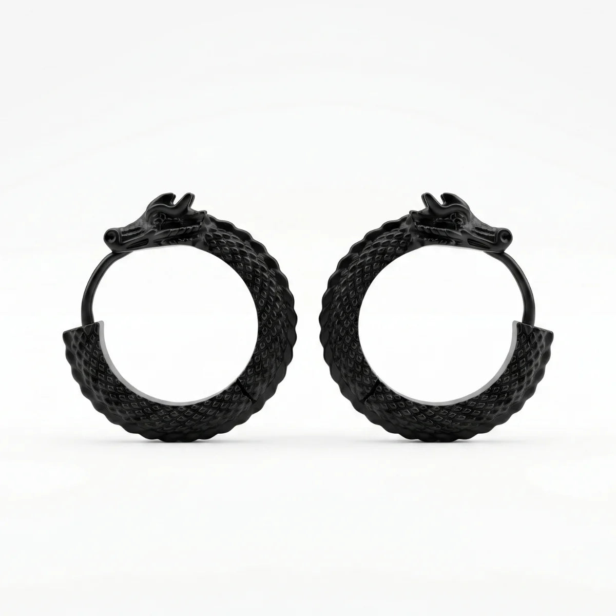 Dragon Hoop Earrings Black Side Details