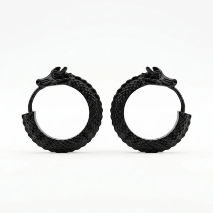 Dragon Hoop Earrings Black Side Details