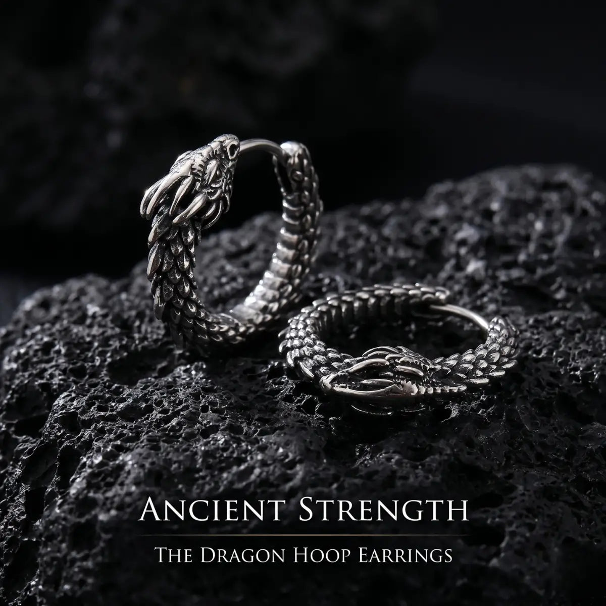 Dragon Huggie Earrings Silver Details