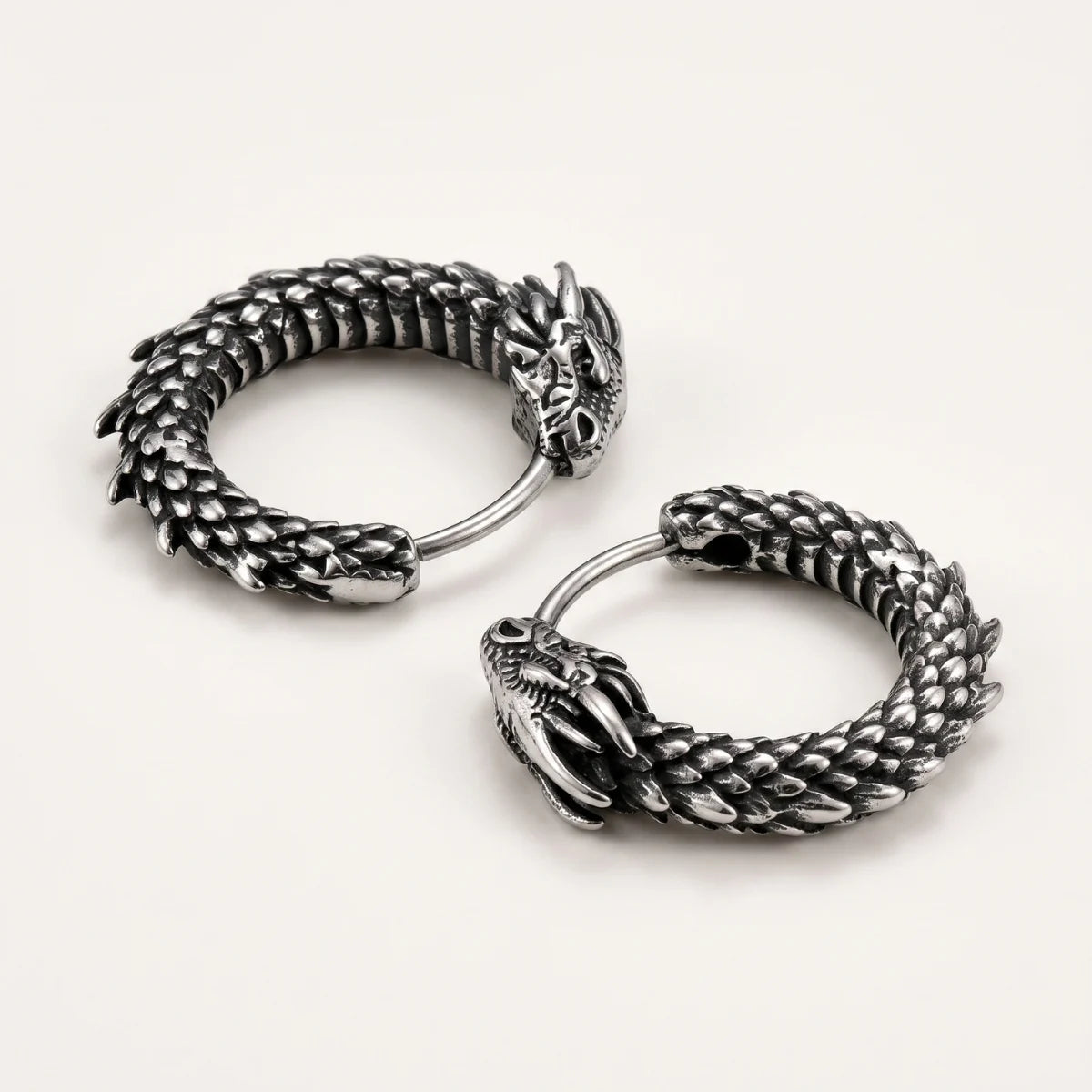 Dragon Huggie Earrings Silver
