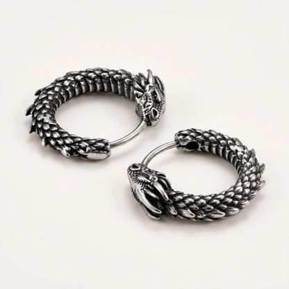 Dragon Huggie Earrings Silver