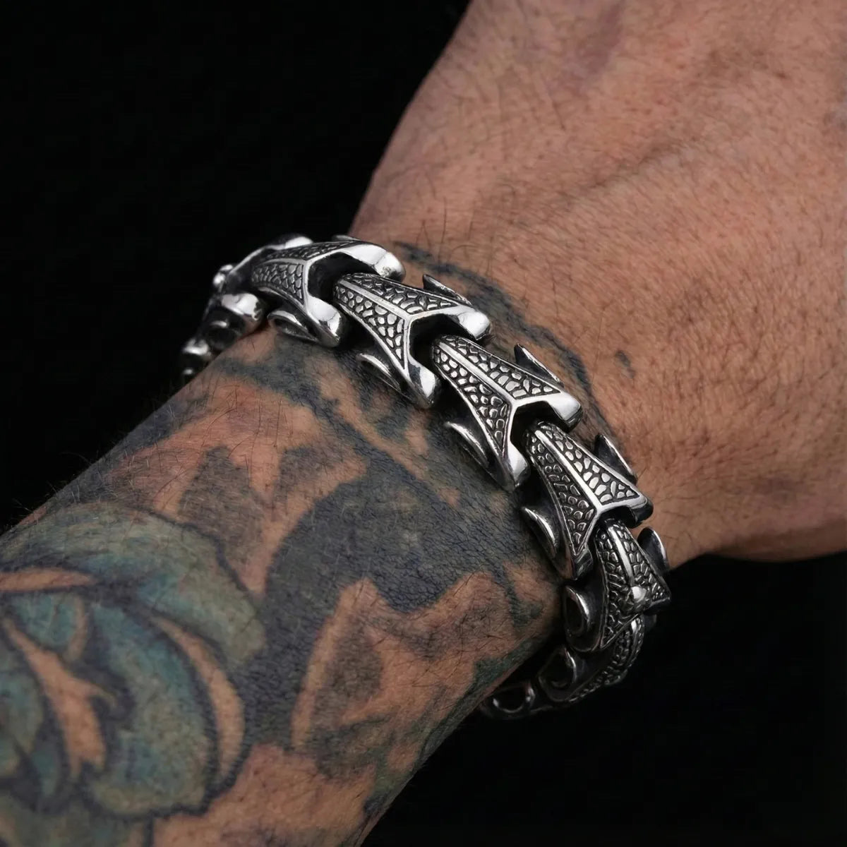 Dragon Scale Bracelet Worn by Male Model
