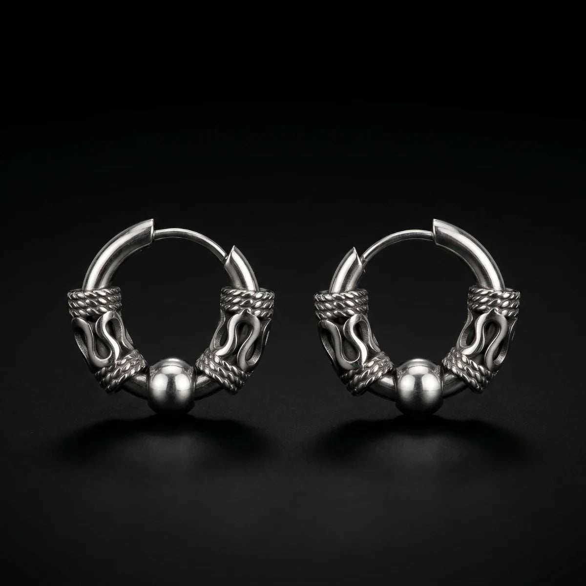 Dragon Scale Earrings Silver Close Up