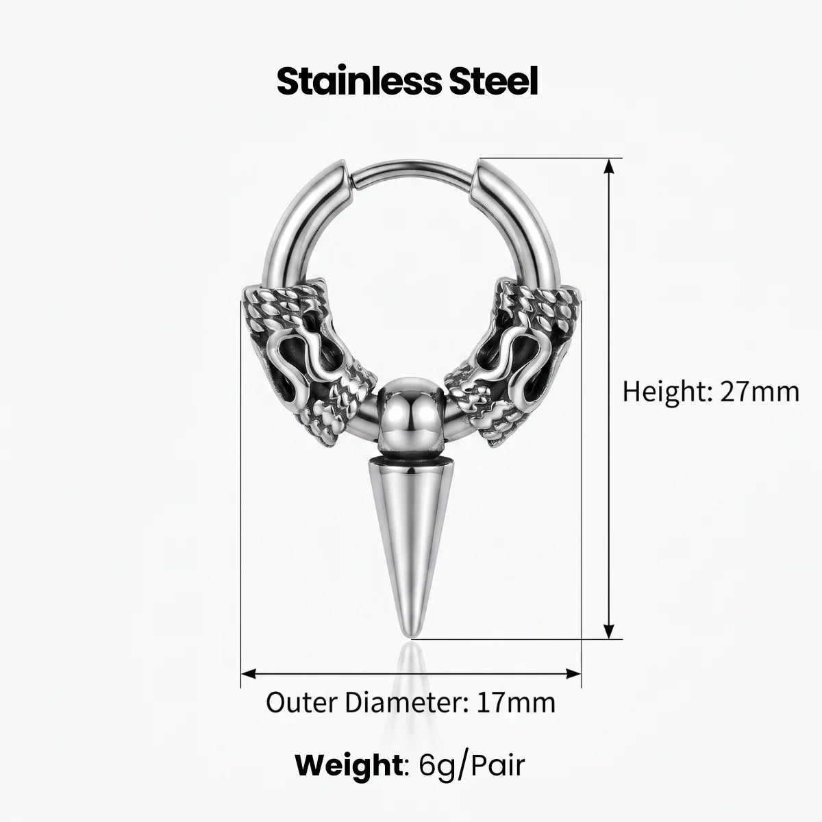 Dragon Spike Earrings Dimensions and Weight