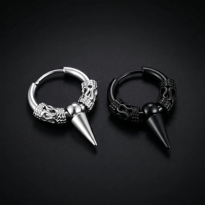 Dragon Spike Earrings Silver and Black