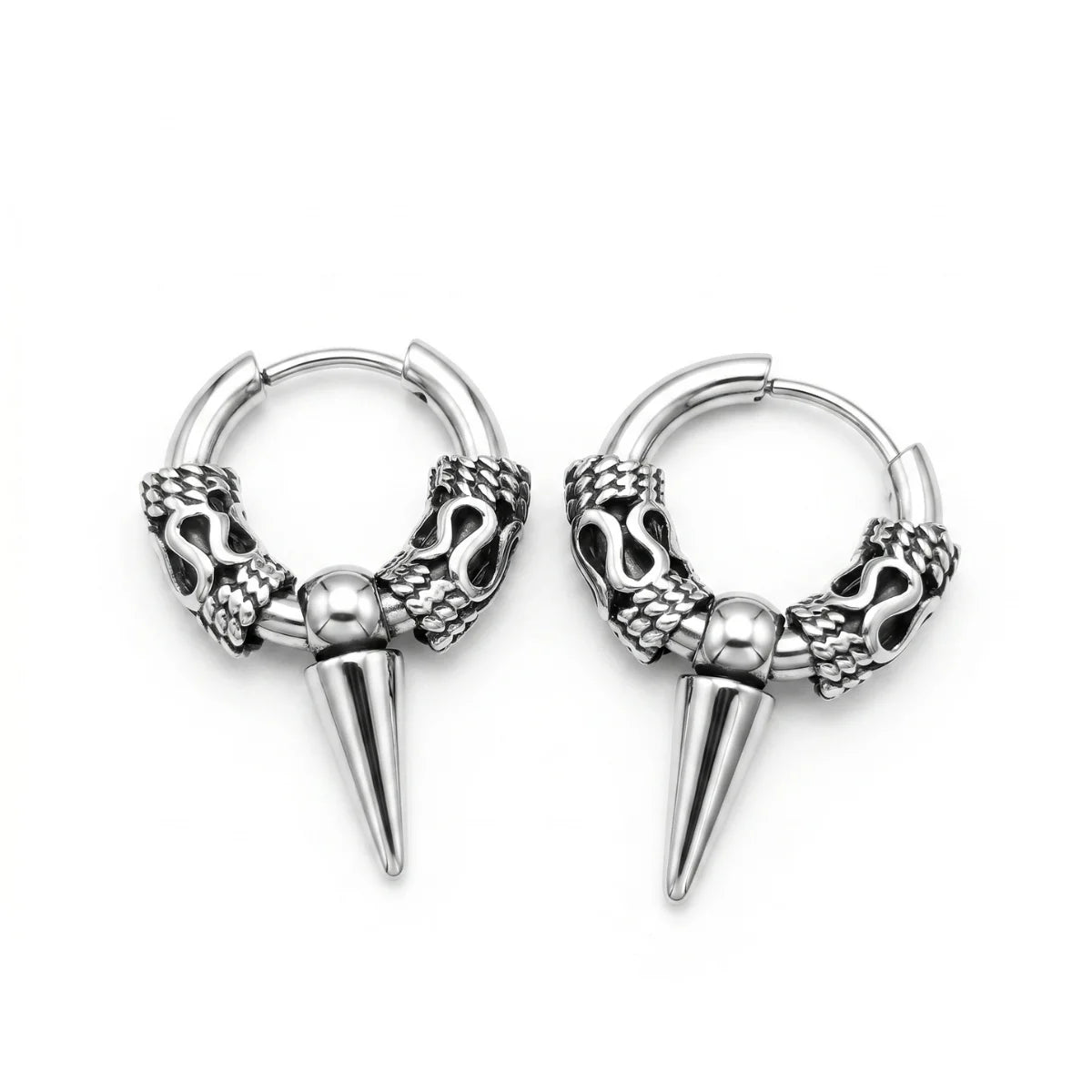 Dragon Spike Earrings Silver