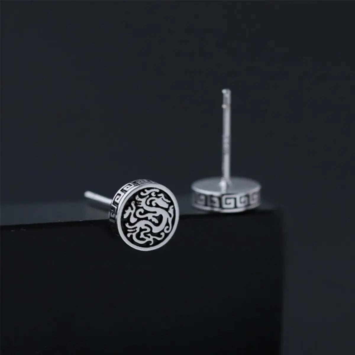 Dragon Stud Earrings Sterling Silver Side Details