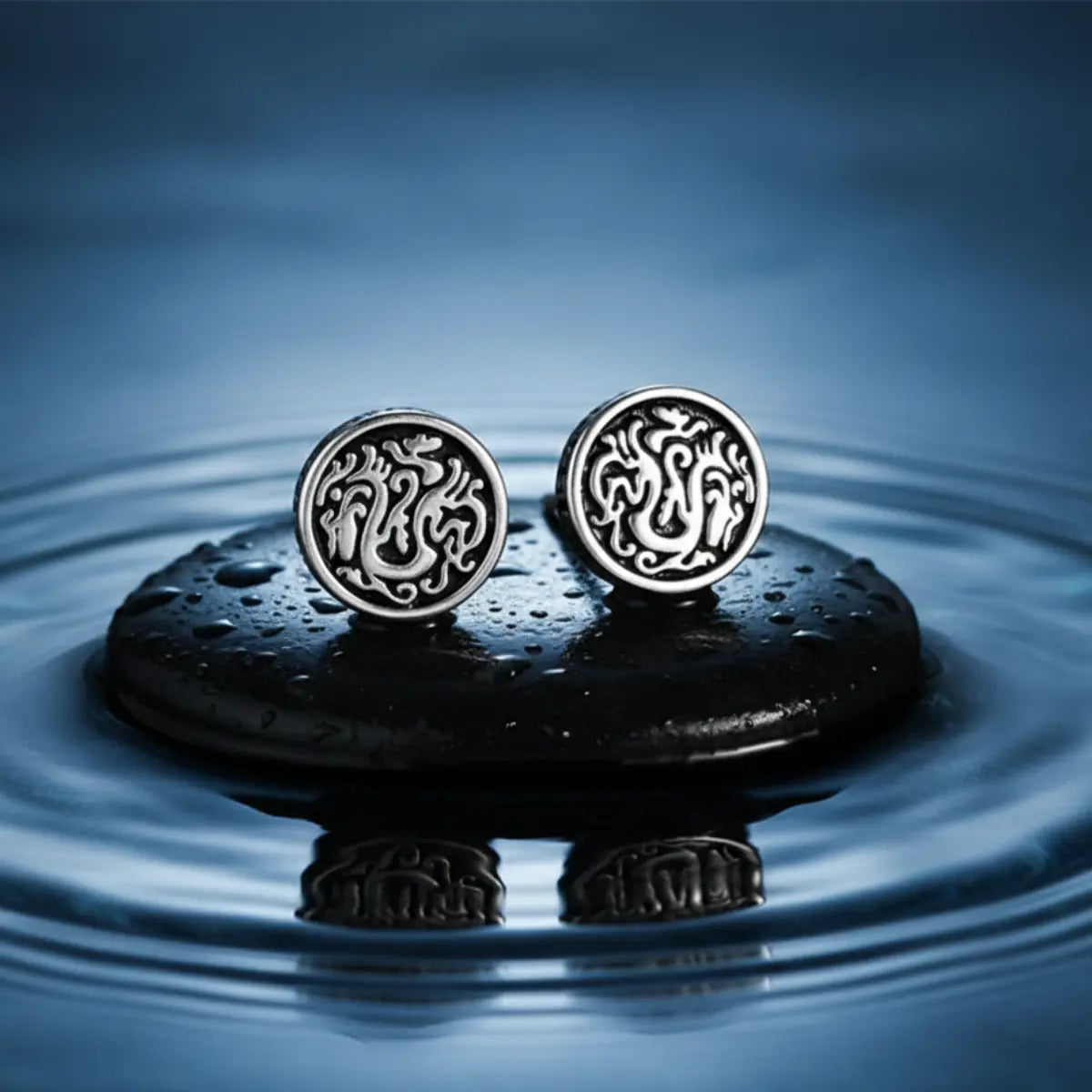 Dragon Stud Earrings Sterling Silver