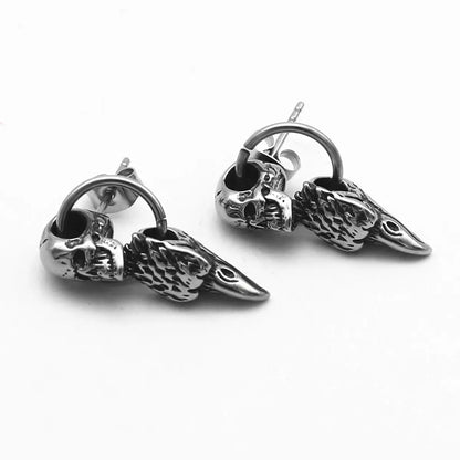 Eagle Head Skull Drop Earrings Side