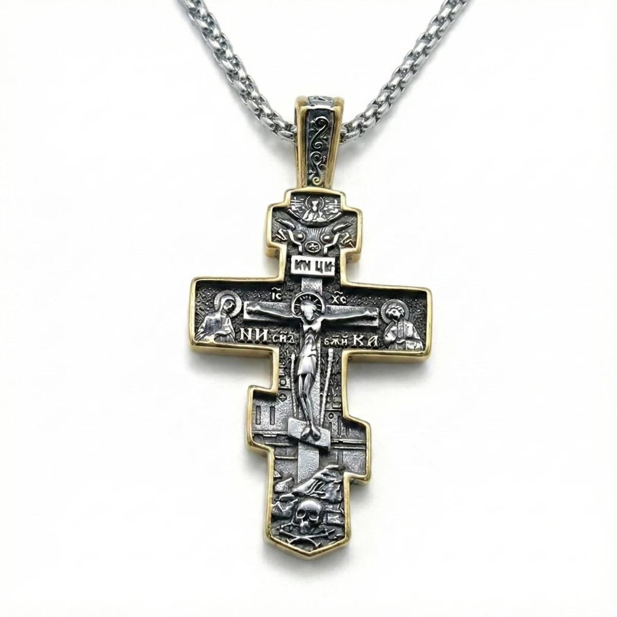 Eastern Orthodox Pendant Necklace Gold Pendant with Chain