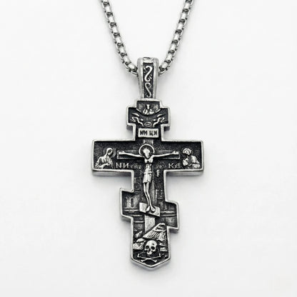 Eastern Orthodox Pendant Necklace Silver Pendant with Chain