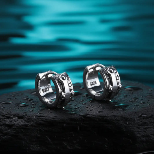 Embossed Cross Hoop Earrings