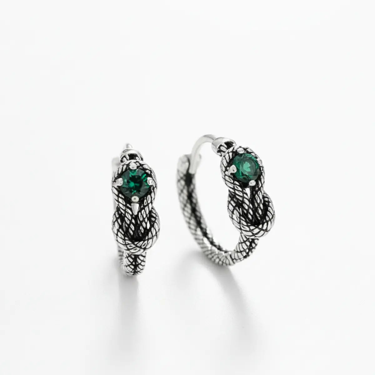 Emerald Green Snake Skin Hoop Earrings Details