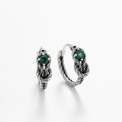 Emerald Green Snake Skin Hoop Earrings Details