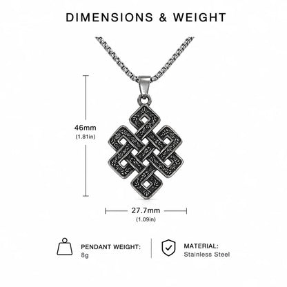 Endless Knot Necklace Silver Dimension Diagram 42.6mm 1.68inch and 28.1mm 1.11inch