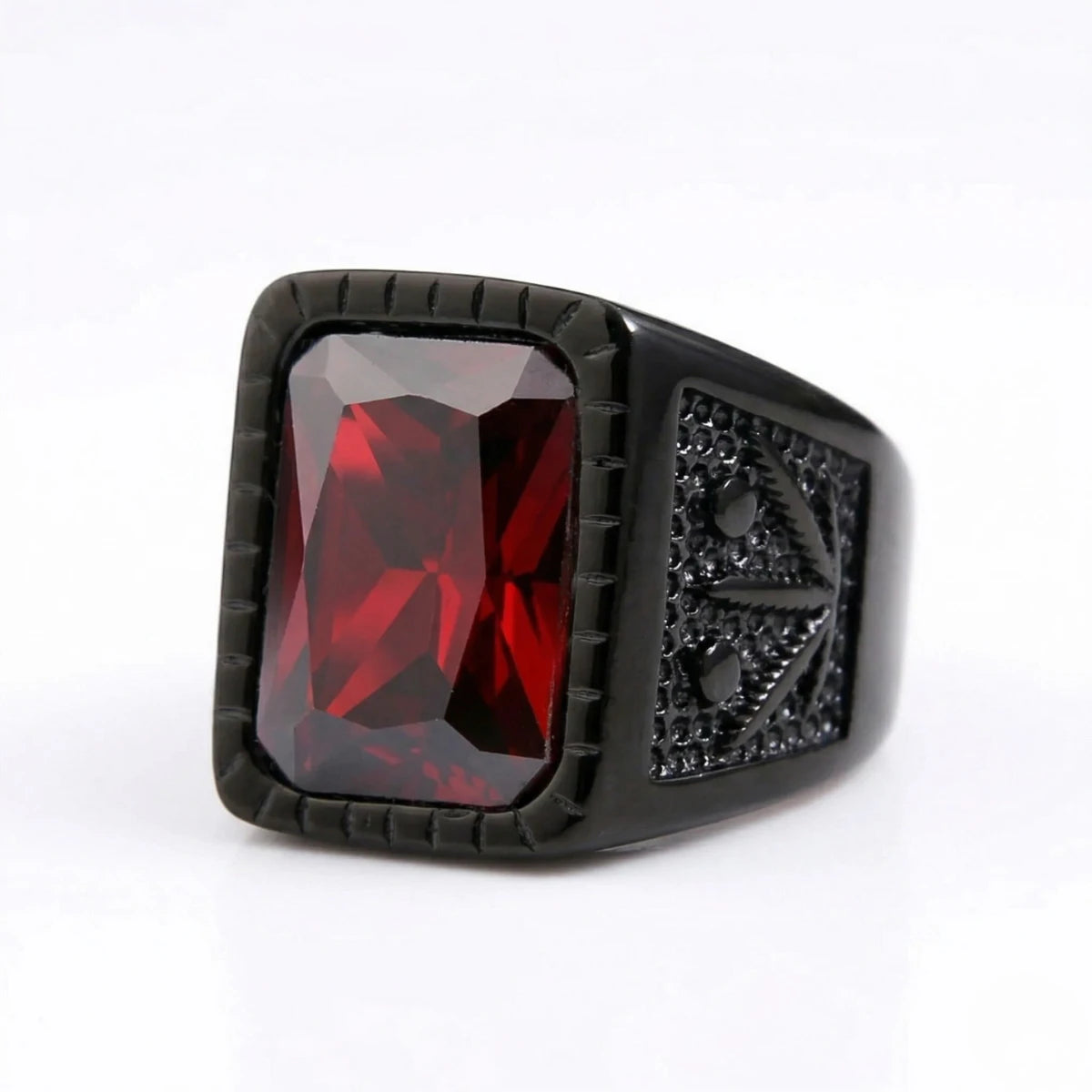 Engraved Red Gemstone Signet Ring Details