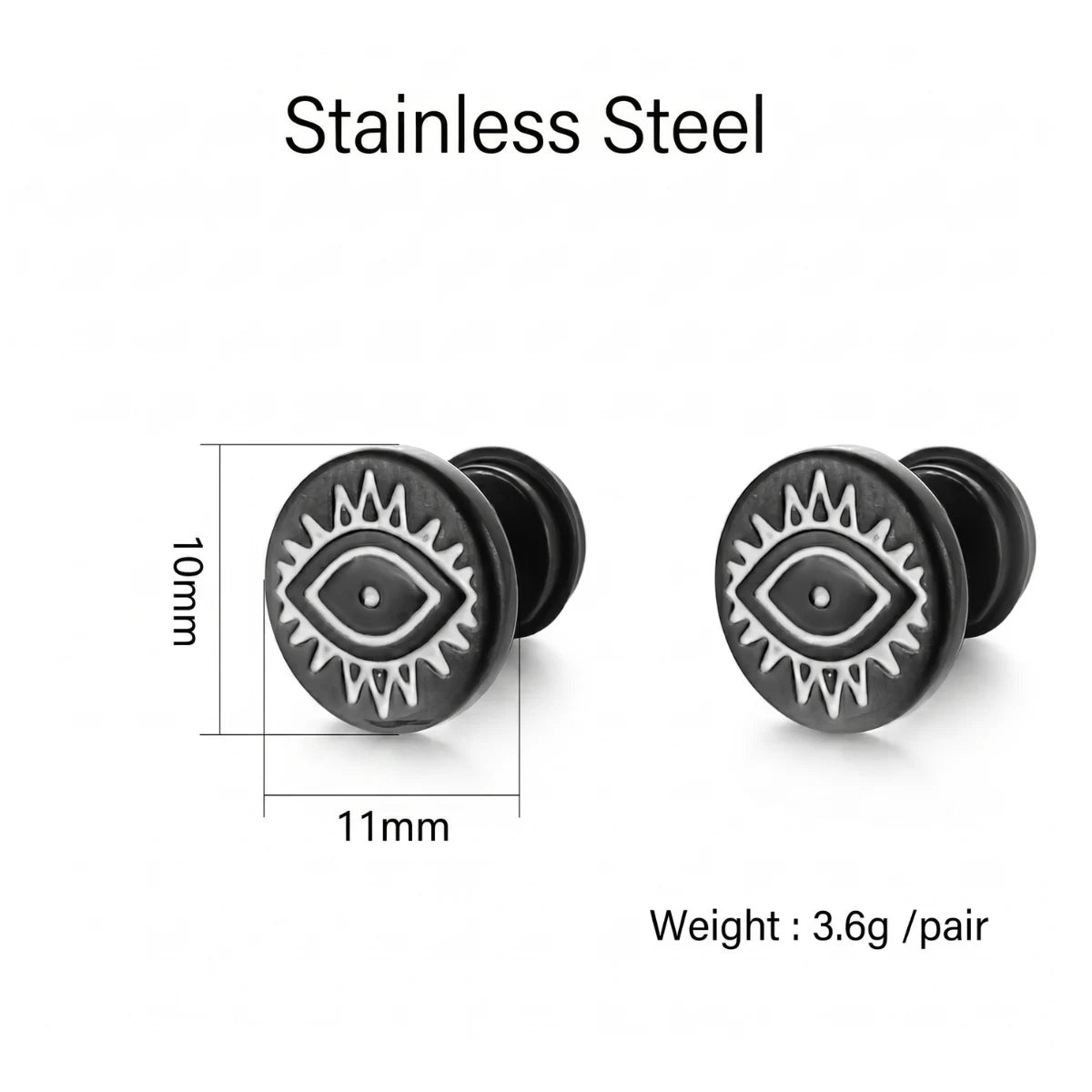 Evil Eye Barbell Stud Earrings Dimensions and Weight