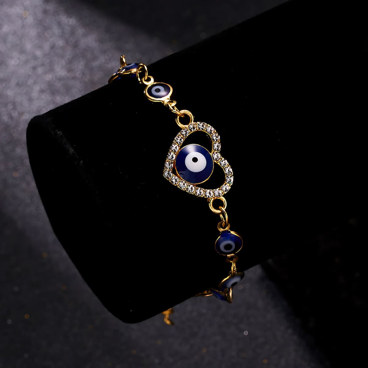 Evil Eye Bracelet link Stainless Steel Gold Xenos Jewelry