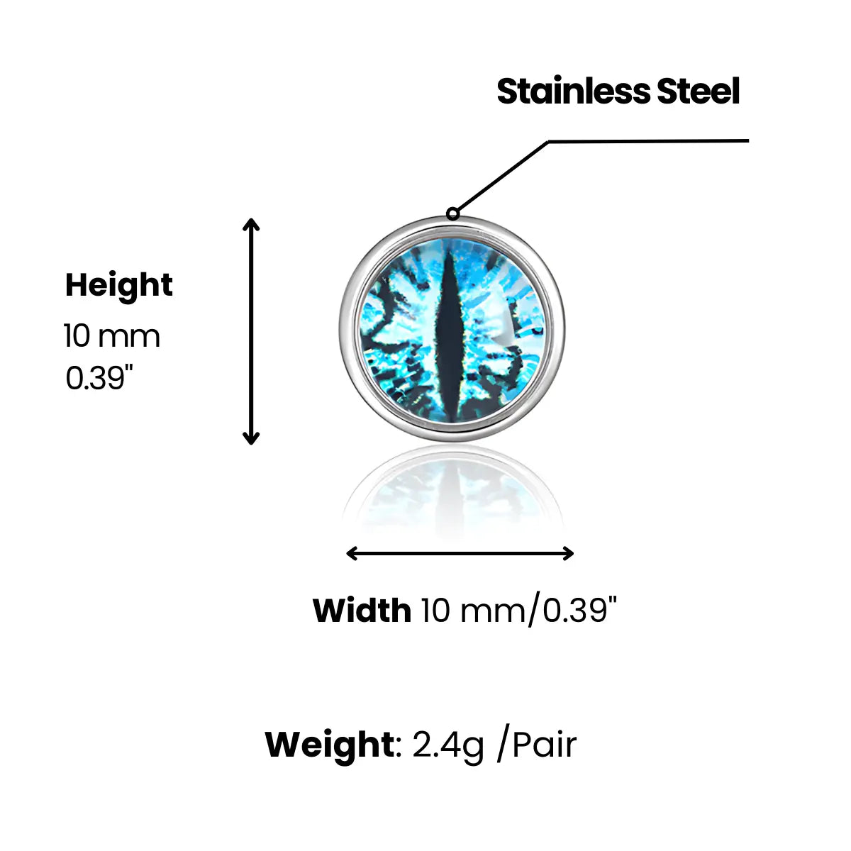 Evil Eye Stud Earrings Dimensions and Weight