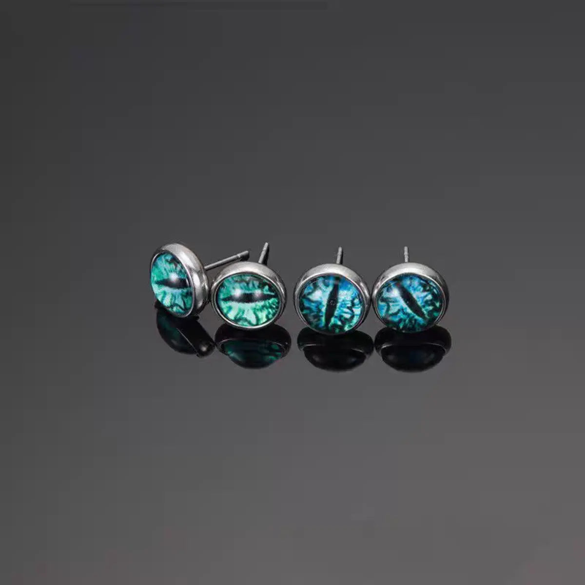 Evil Eye Stud Earrings Green and Blue