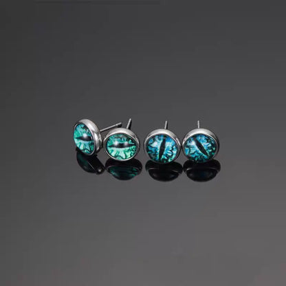 Evil Eye Stud Earrings Green and Blue