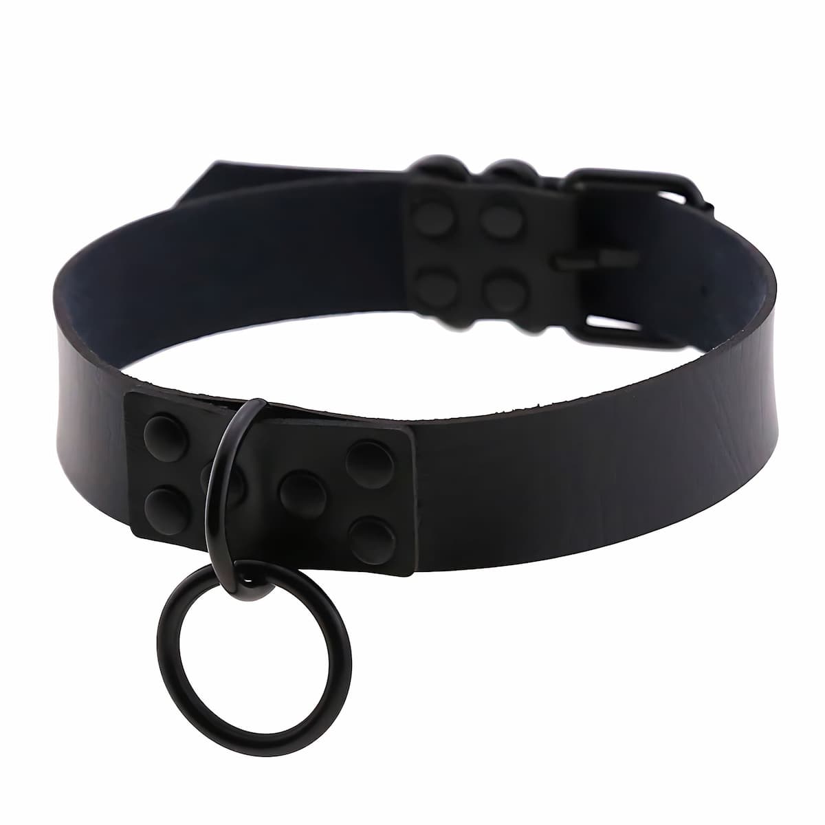 Exclusive Leather Choker Collar Black Circle Xenos Jewelry
