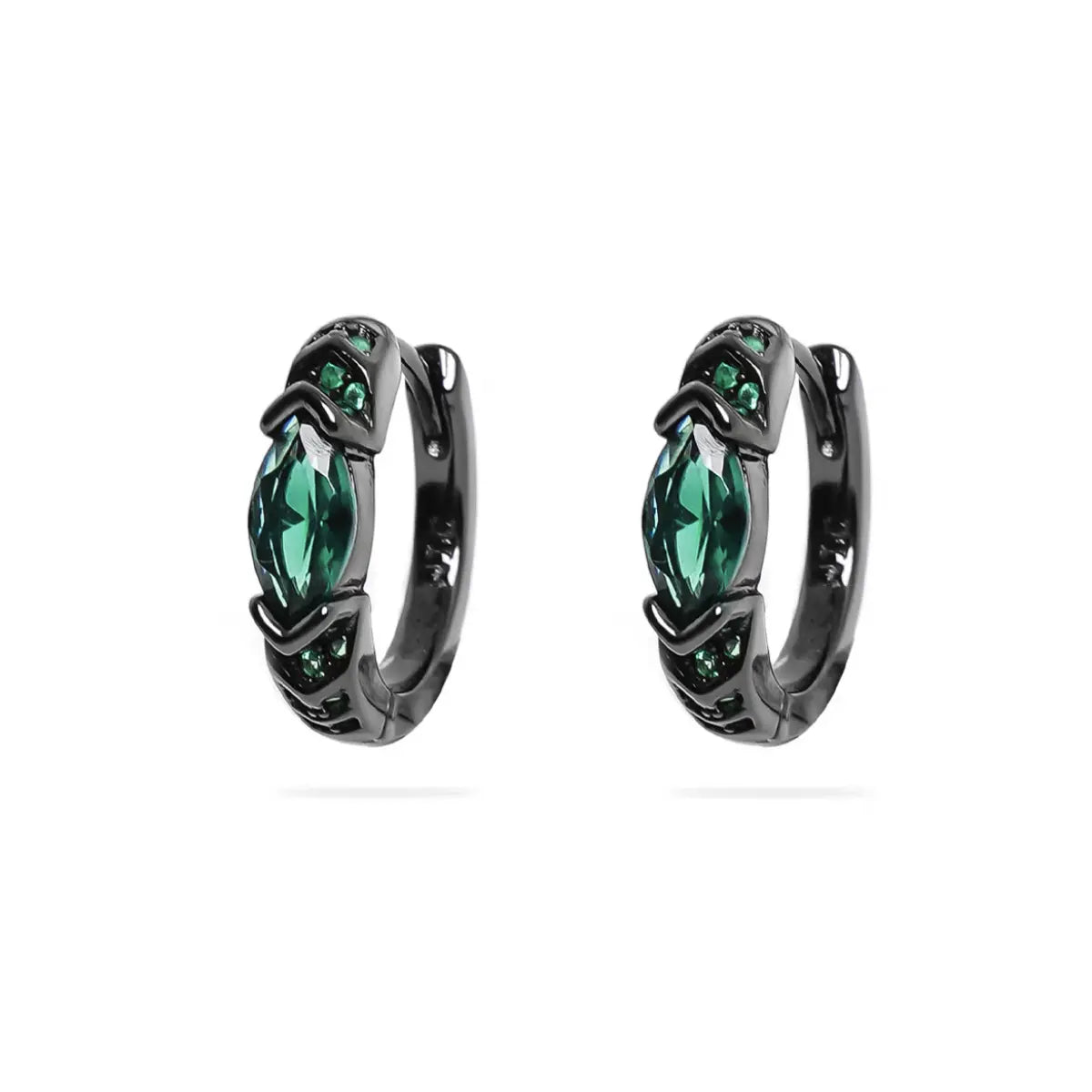 Eye of Horus Hoop Earrings Emerald CZ