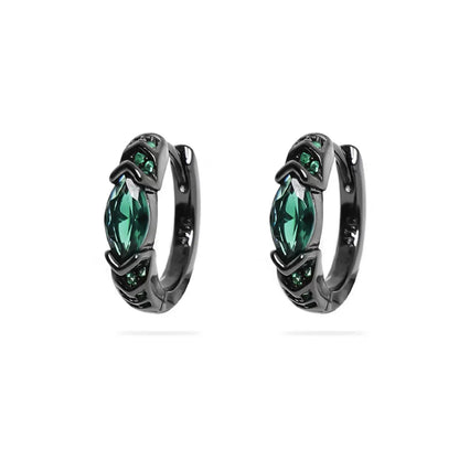 Eye of Horus Hoop Earrings Emerald CZ