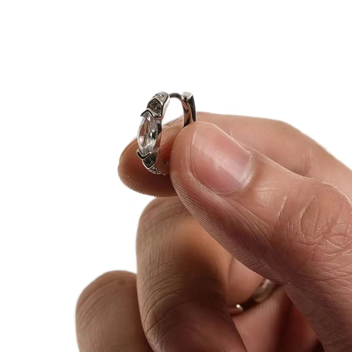 Eye of Horus Hoop Earrings White CZ Details